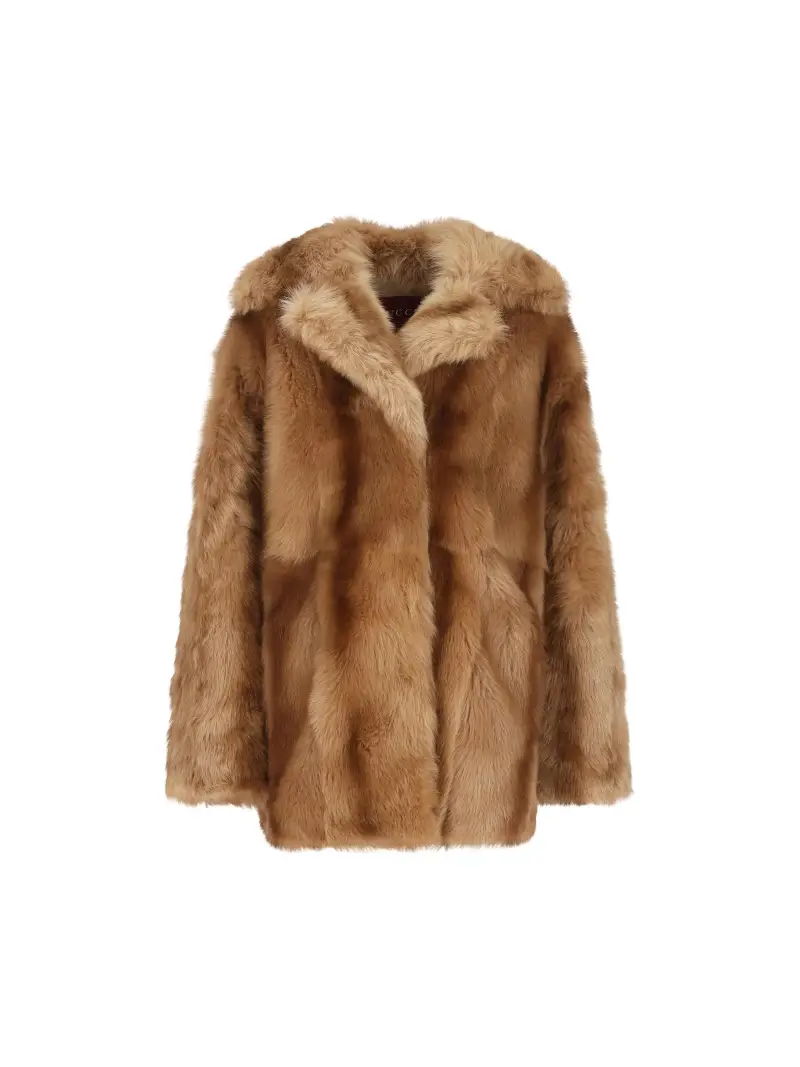 GUCCI Giacca In Pelliccia Di Agnello MARRONE
