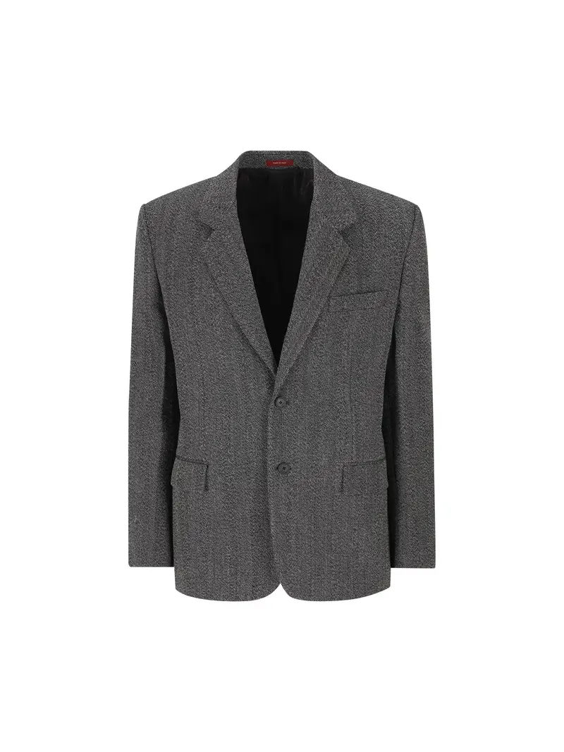 GUCCI Giacca In Tessuto Mouliné In Lana GRIGIO