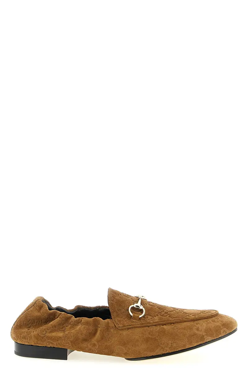 GUCCI Mocassino Suede Gg Marrone