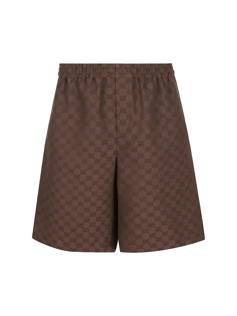 GUCCI Shorts GG In Misto Lino MARRONE