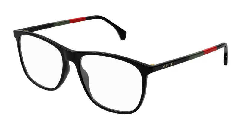 Gucci Uomo GG0554O 009 Montature da vista Acetato Nero Trasparente Squadrata