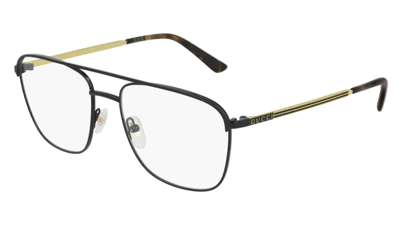 Gucci Uomo GG0833O 001 Montature da vista Metallo Nero Trasparente Pilot