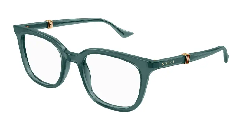 Gucci Uomo GG1497O 007 Montature da vista Acetato Verde Trasparente Squadrata