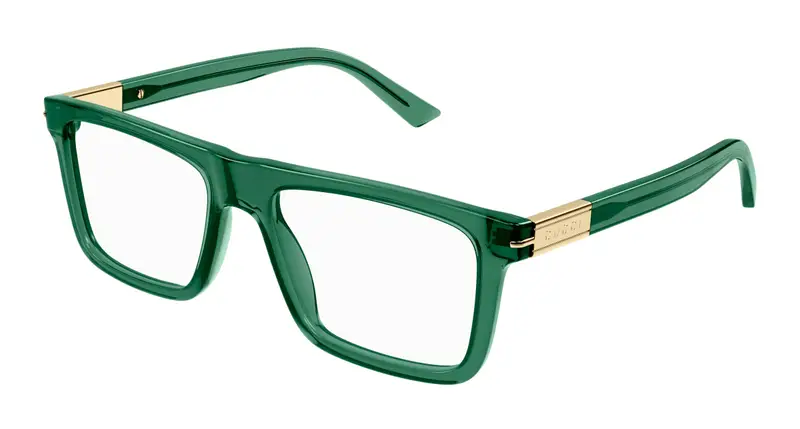 Gucci Uomo GG1504O 007 Montature da vista Acetato Verde Trasparente Squadrata