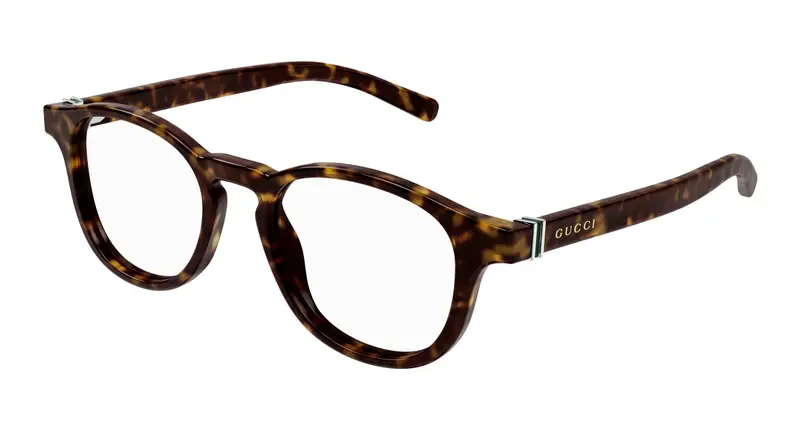 Gucci Uomo GG1510O 002 Montature da vista Acetato Havana Trasparente Rotonda