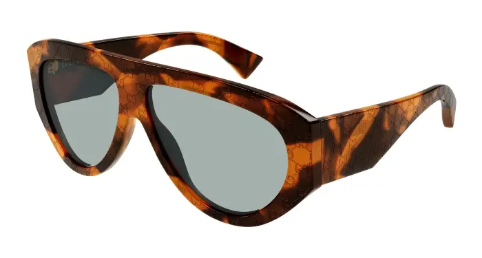 Uomo Gucci GG2128S 003 Occhiali da sole Acetato Havana Verde Pilot