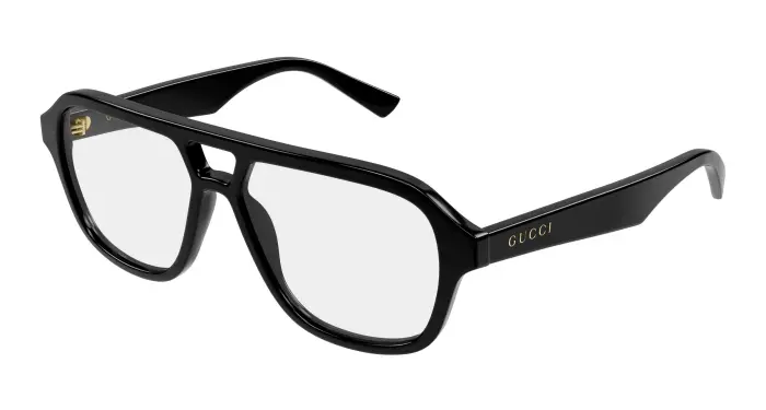 Uomo Gucci GG2183O 001 Montature da vista Acetato Nero Trasparente Rotonda