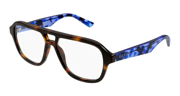 Uomo Gucci GG2183O 003 Montature da vista Acetato Havana Trasparente Rotonda