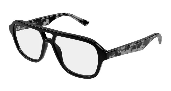 Uomo Gucci GG2183O 004 Montature da vista Acetato Nero Trasparente Rotonda