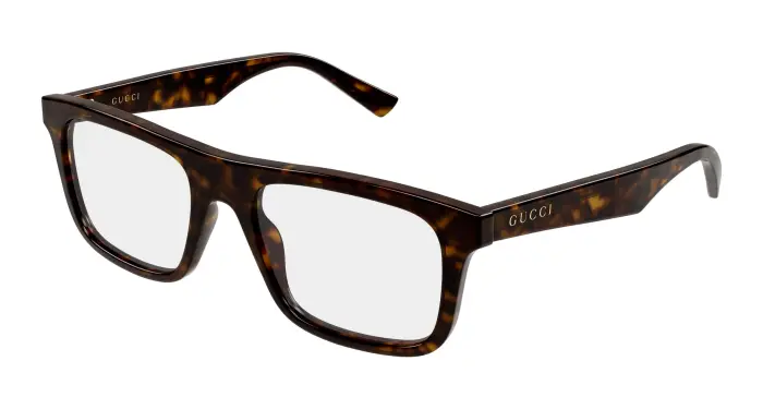 Uomo Gucci GG2184O 006 Montature da vista Acetato Havana Trasparente Squadrata