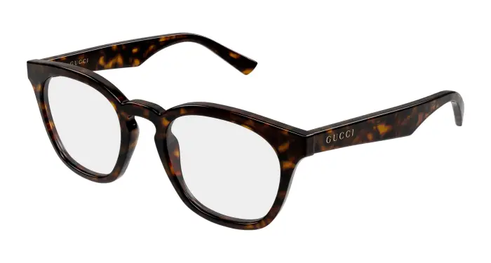 Uomo Gucci GG2185O 002 Montature da vista Acetato Havana Trasparente Rotonda