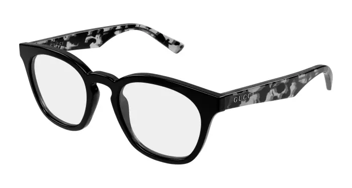 Uomo Gucci GG2185O 004 Montature da vista Acetato Nero Trasparente Rotonda