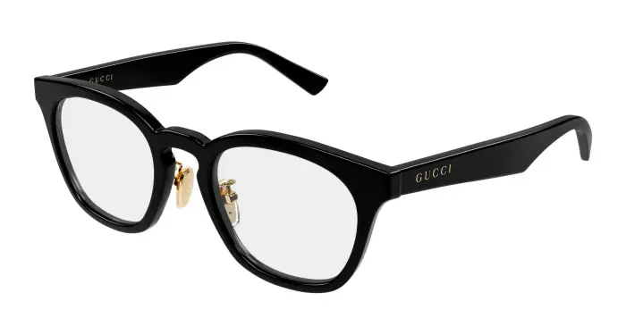 Uomo Gucci GG2187OA 001 Montature da vista Acetato Nero Trasparente Rotonda
