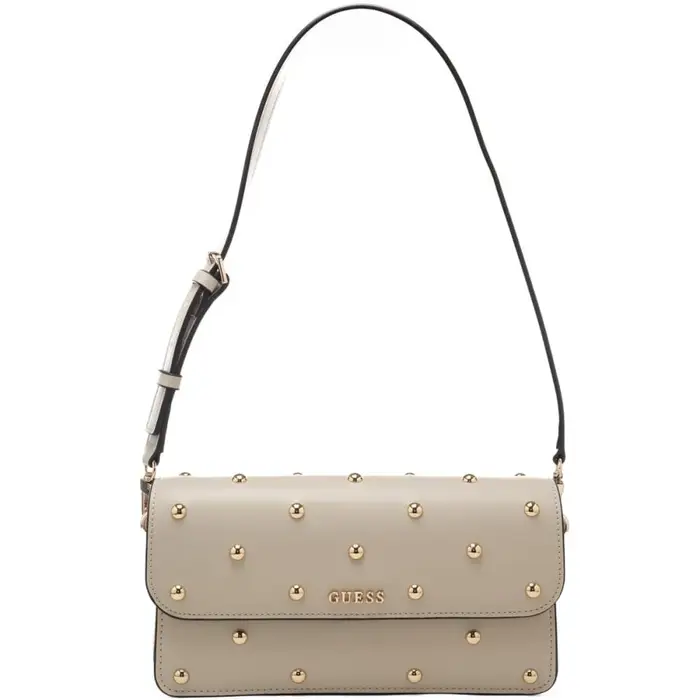 borsa a spalla da donna con borchie all over beige