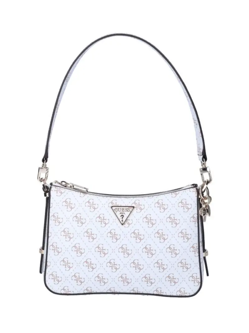 Guess borsa bianca donna a spalla in ecopelle logo all over