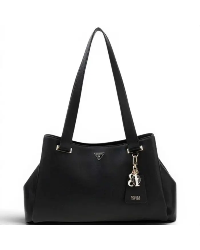 Guess Borsa Evie Girlfriend Carryall Donna Nero in Materiale Sintetico con Charm e Logo 4G BLACK