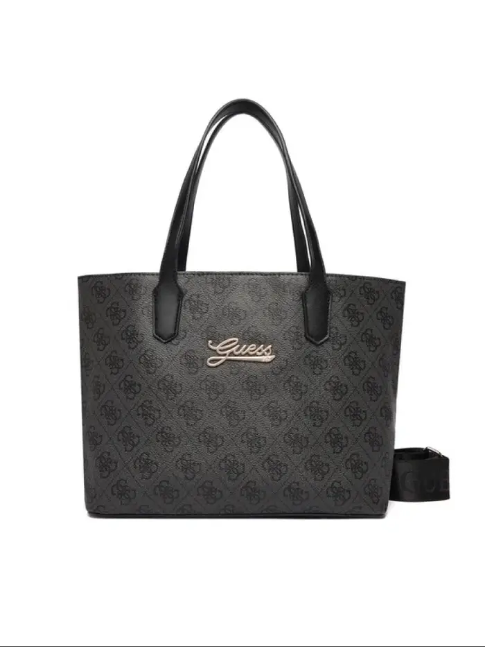 Guess borsa kids shopping bag nera con logo all over