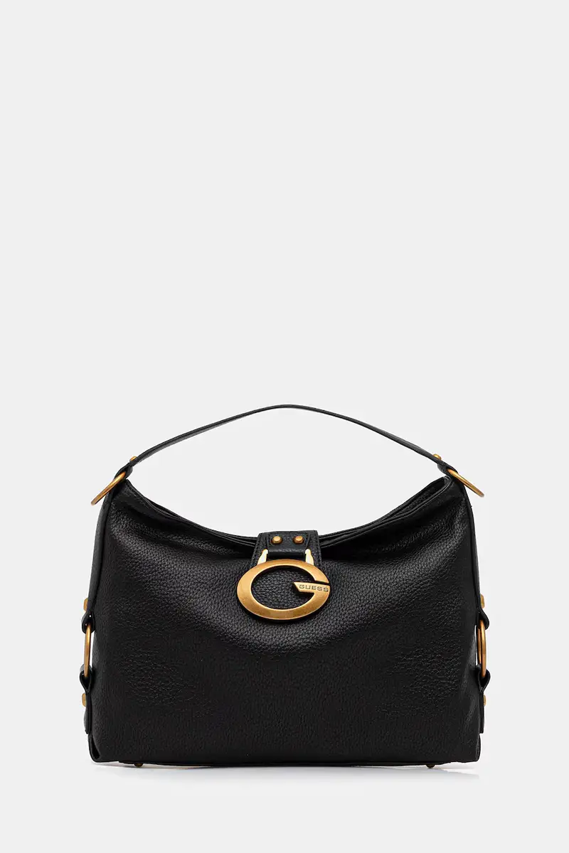 Borsa a Spalla Donna Nera Chiusura con Zip Nero