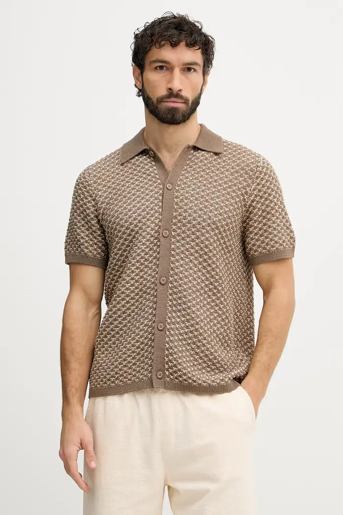 camicia da uomo con lino RYDEN Beige