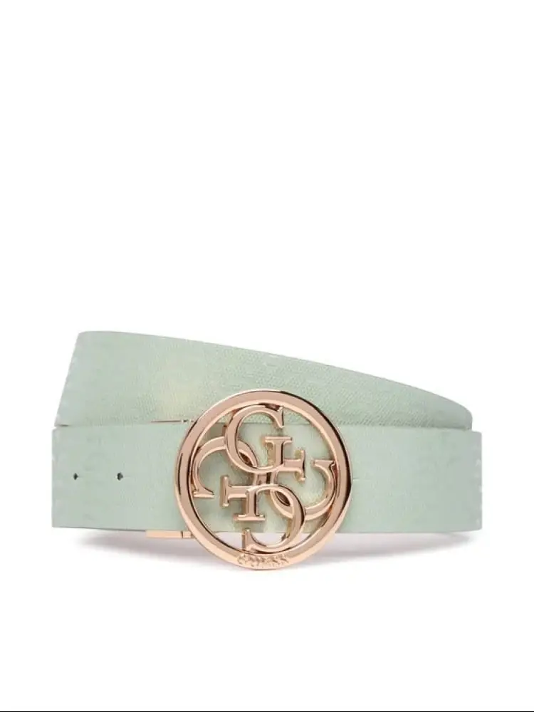 Guess cintura donna con logo 4g stacey reversibile in ecopelle menta e beige