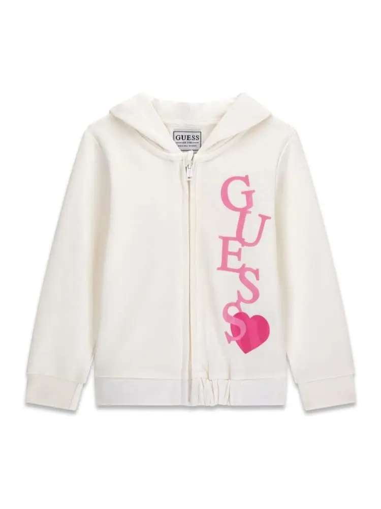 Guess felpa con cappuccio kids/junior in cotone bianco con logo