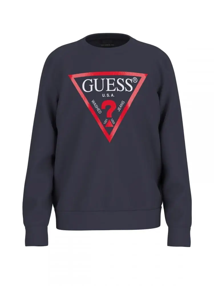 Guess felpa infant-kids blu con stampa logo triangolo