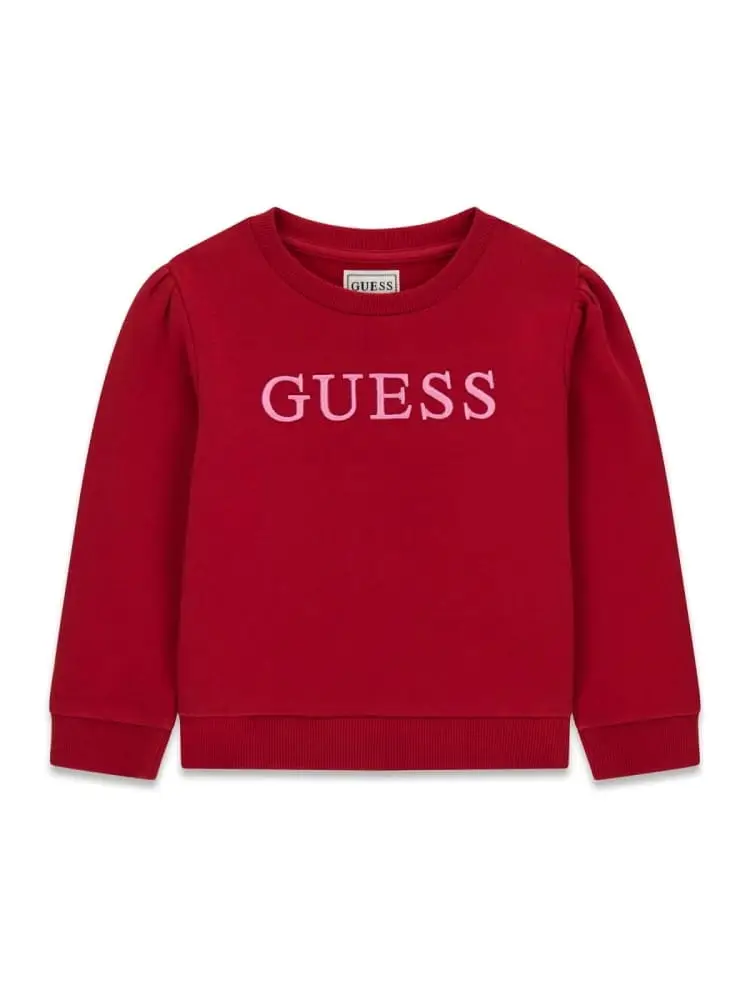 Guess felpa kids/junior in cotone rosso con logo lettering