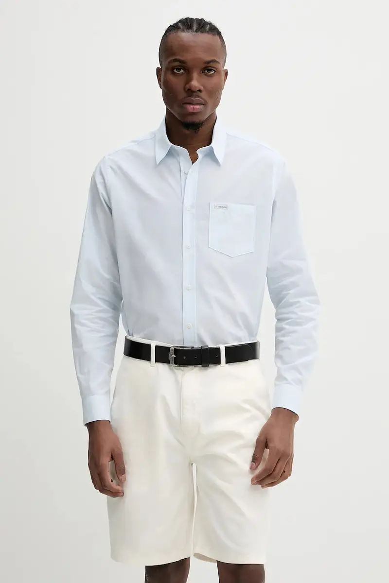 Guess camicia a righe con taschino uomo azzurro OTHER