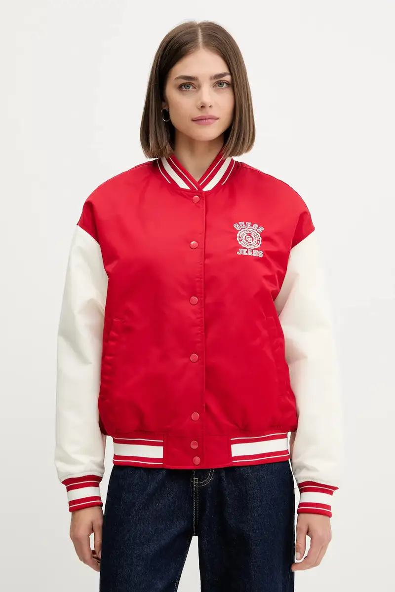 Guess Jeans giacca bomber colore rosso W5YL15 WHAA2