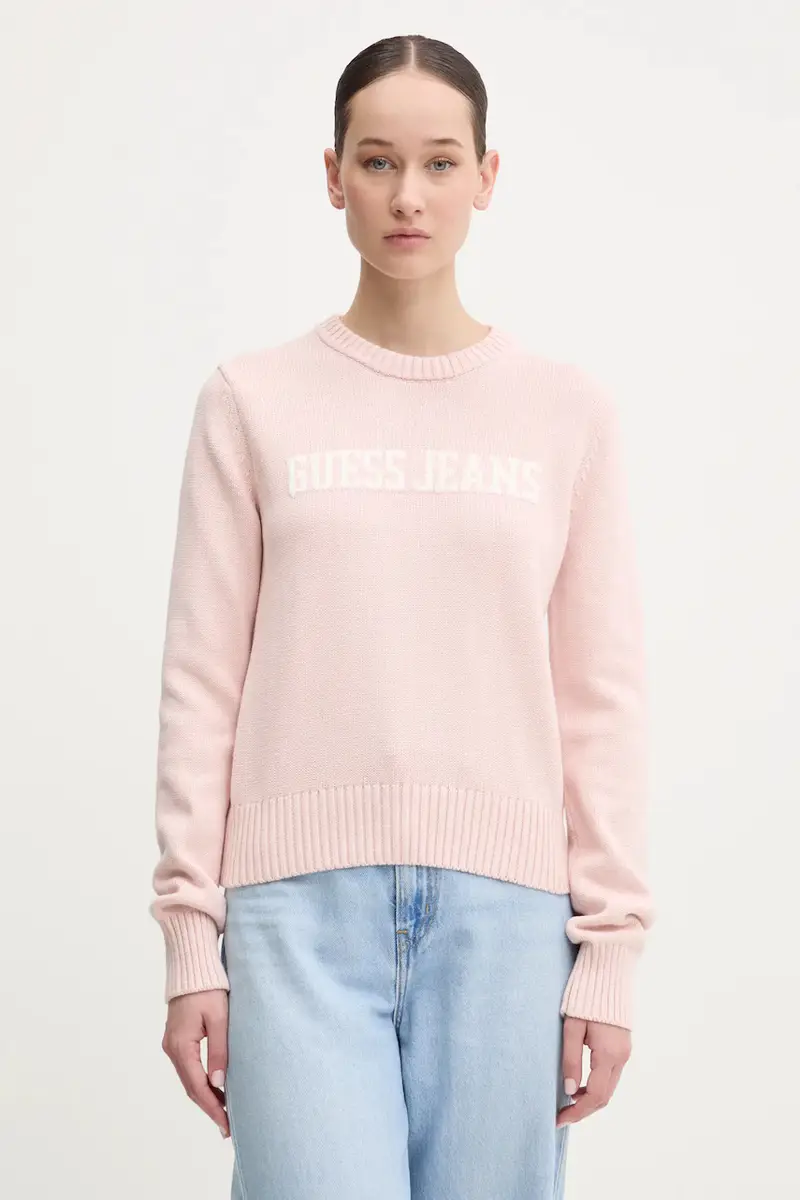 Guess Jeans maglione in cotone colore rosa W4BR10 Z3HM1