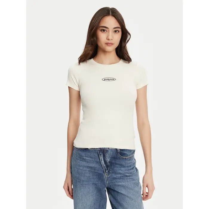 Guess Jeans T-shirt W5YP37 KA0H1 Écru Slim Fit Crema