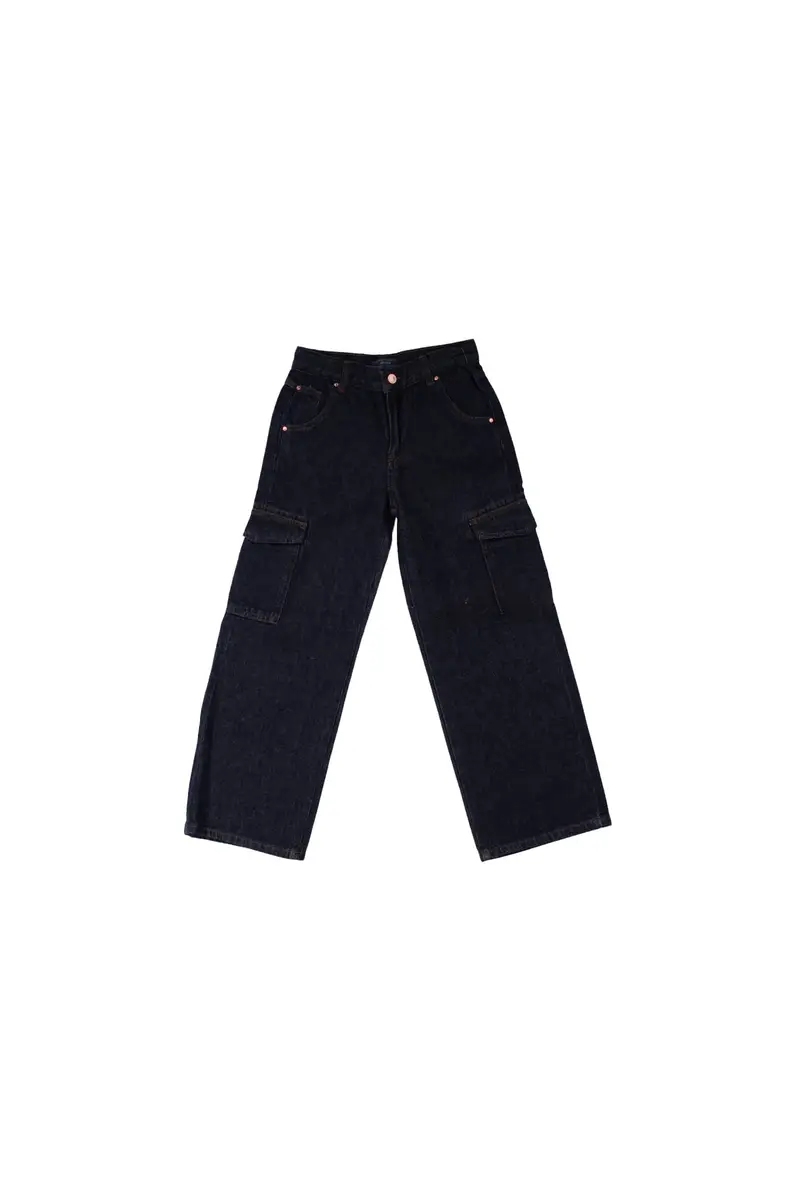 Pantalone Bambina GUESS Denim washed Rigid dnm wide leg cargo pant