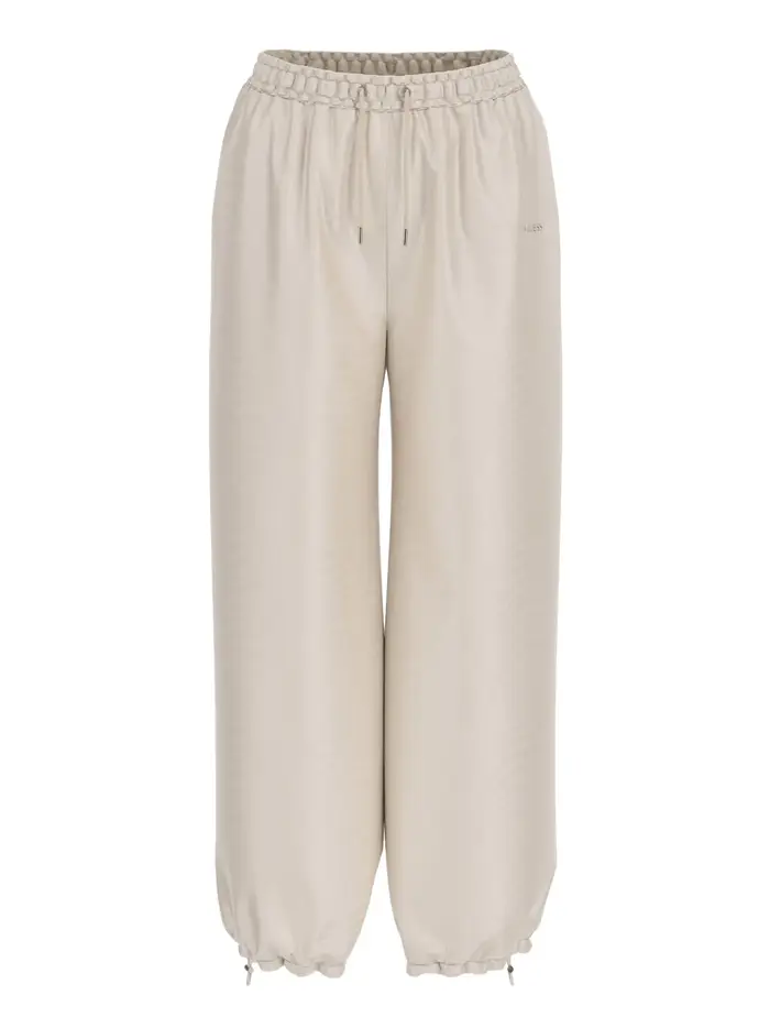 pantalone jogger guess nat parachute da donna - avorio