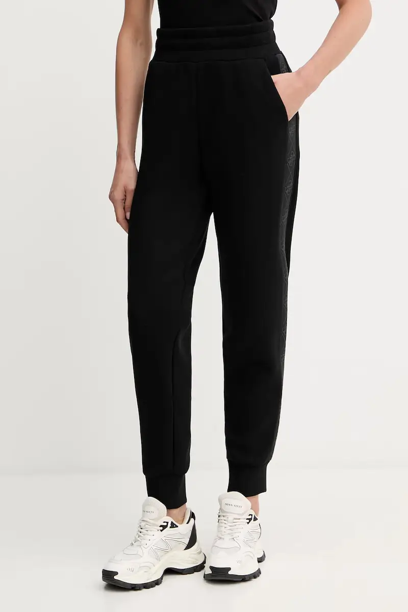 Guess pantaloni tuta NEW VICTOIRE donna colore nero con applicazione W5YB11 KBYE2