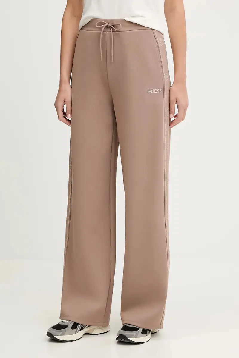 Guess pantaloni tuta OCTAVIA donna colore beige con applicazione V5BB12 KCX22