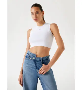 Guess per donna W4GZ34Z3F40 Top bianco Alexia, Casual, Poliamide, Senza maniche / cinghie