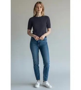 Guess per donna W6GR16Z0601 Maglione girocollo blu navy, Casual, Poliestere