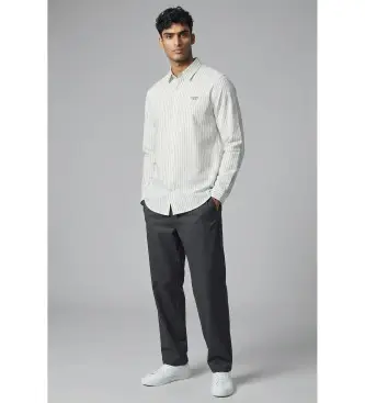 Guess per uomo M6GH16W1711 Camicia jacquard a righe beige, Bianco, Casual, Cotone, Classico, Manica lunga