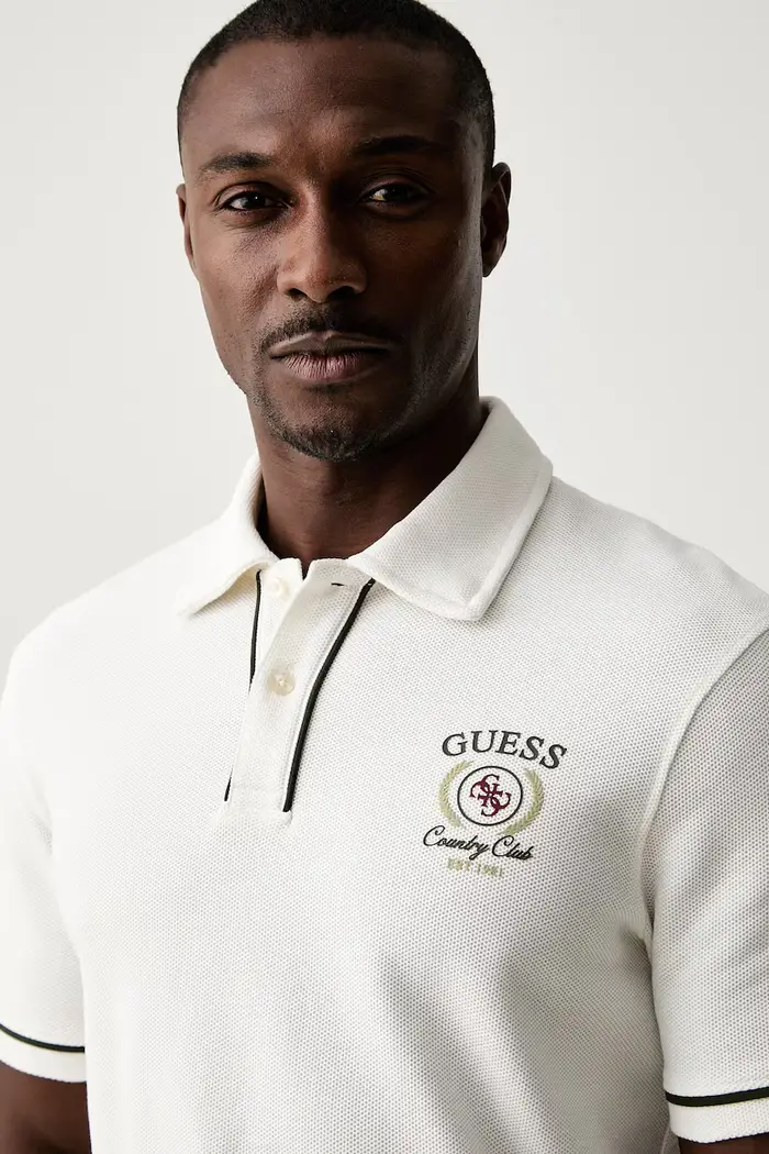 Guess polo da uomo in cotone Beige