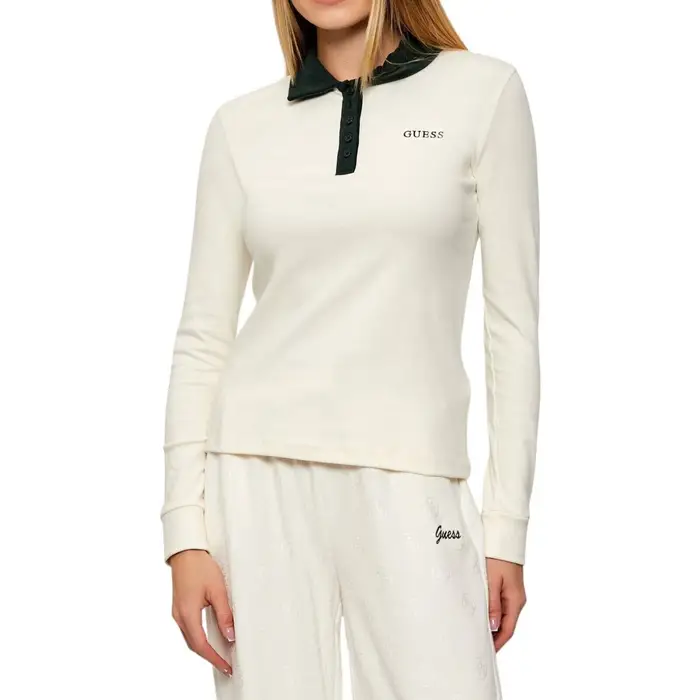 Polo maniche lunghe Guess V5BP12-K1891 Bianco