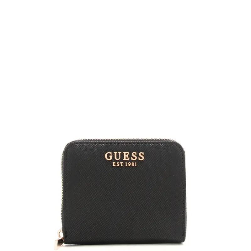 Guess portacarte da donna con finitura martellata e logo lettering nero