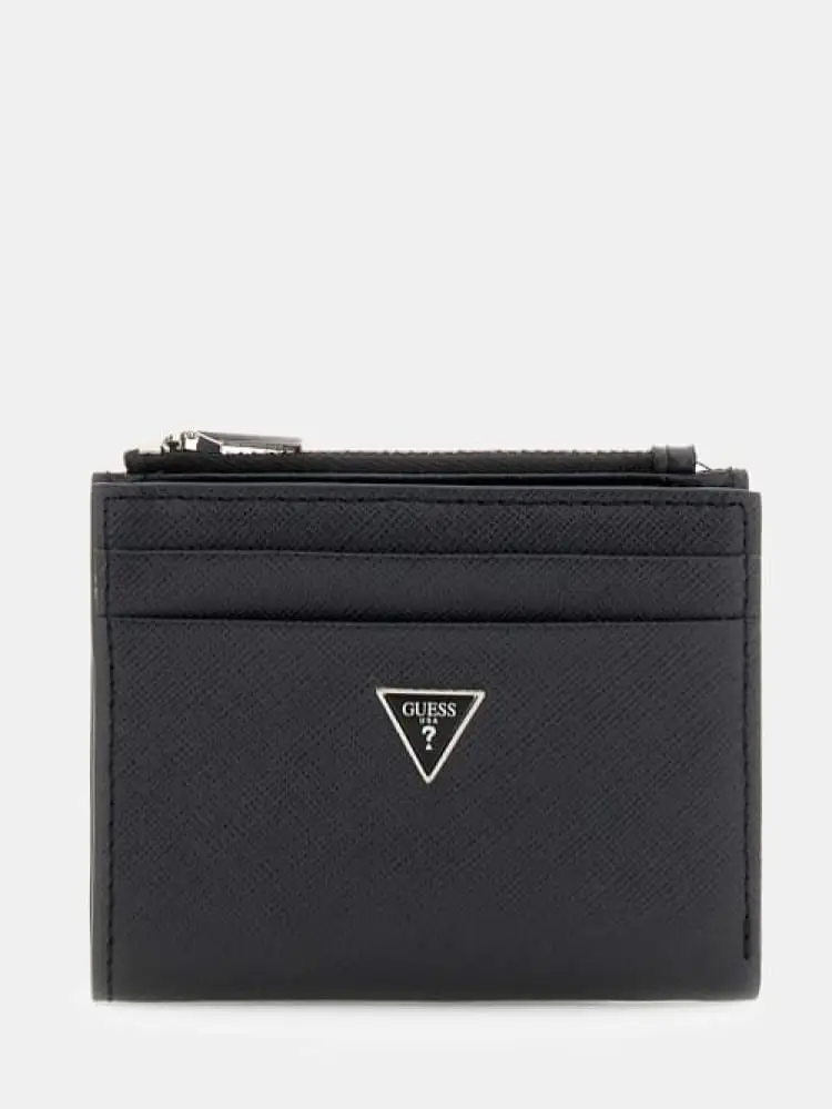 Guess portacarte uomo milano in pelle saffiano nero con porta monete
