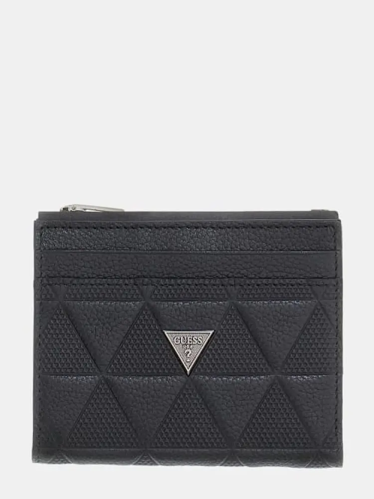 Guess portacarte uomo torino in pelle nera con porta monete