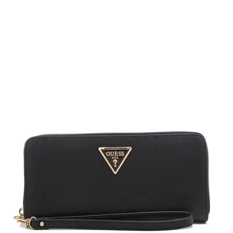 Guess portafoglio grande da donna con triangolo logato sul davanti nero