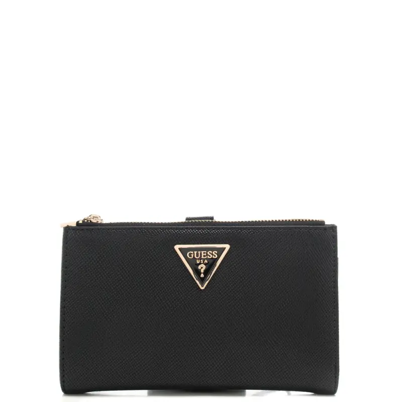 Guess portafoglio organizer da donna con triangolo logato sul davanti nero