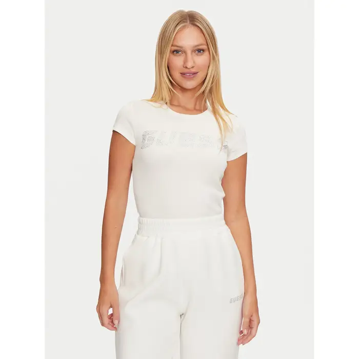 T-shirt V4BI16 KCIV1 Écru Regular Fit Crema