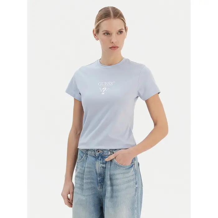 Guess T-shirt V4YI21 KCDH1 Celeste Regular Fit Azzurro chiaro