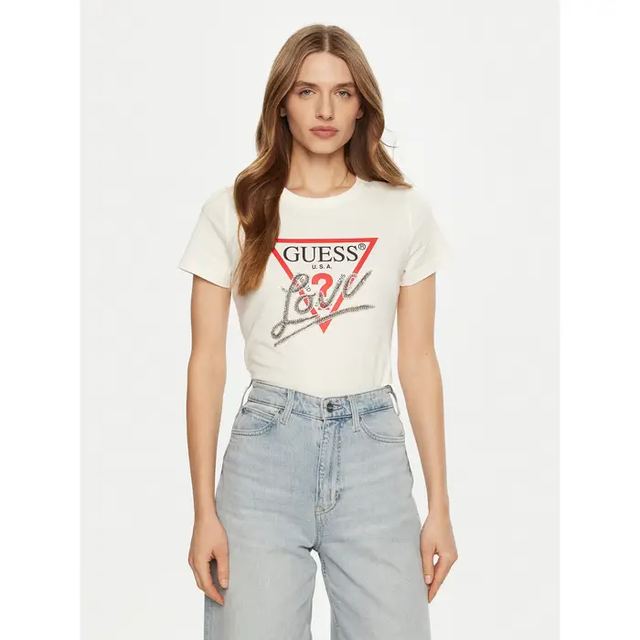 T-shirt W5RI10 I3Z14 Écru Regular Fit Crema