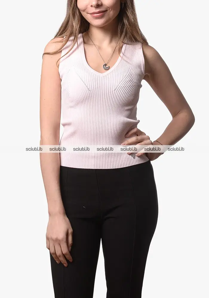 Top Guess donna rosa a costine