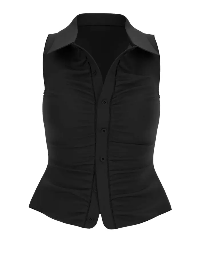 top guess shirring robyn da donna - nero